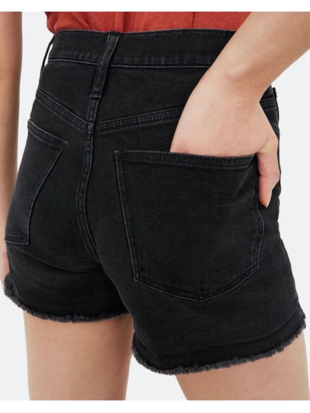 Madewell High-Rise Faded Black Denim Cutoff Shorts - 27